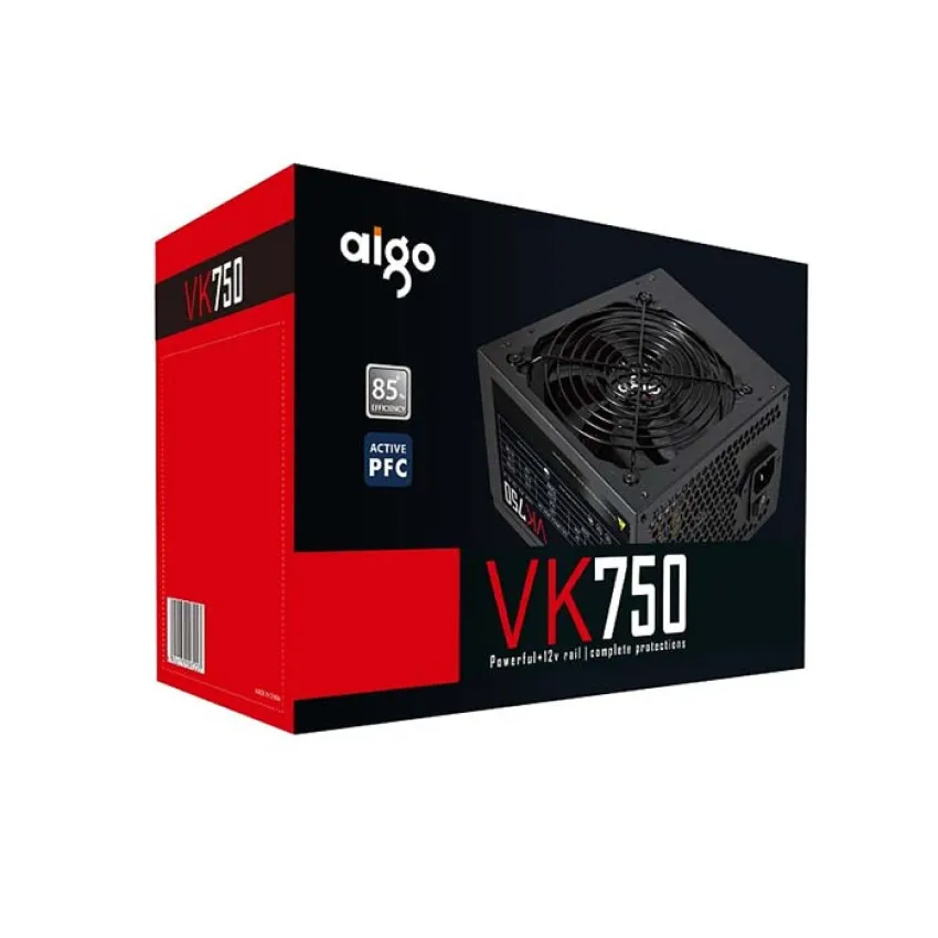 Nguồn máy tính AIGO VK750 - 750W (85 Plus/ Active PFC/ Single Rail)
