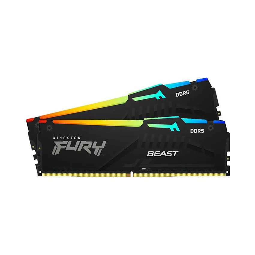 Ram Desktop Kingston Fury Beast RGB XMP (KF564C32BBAK2-32) 32GB (2x 16GB) DDR5 6400Mhz