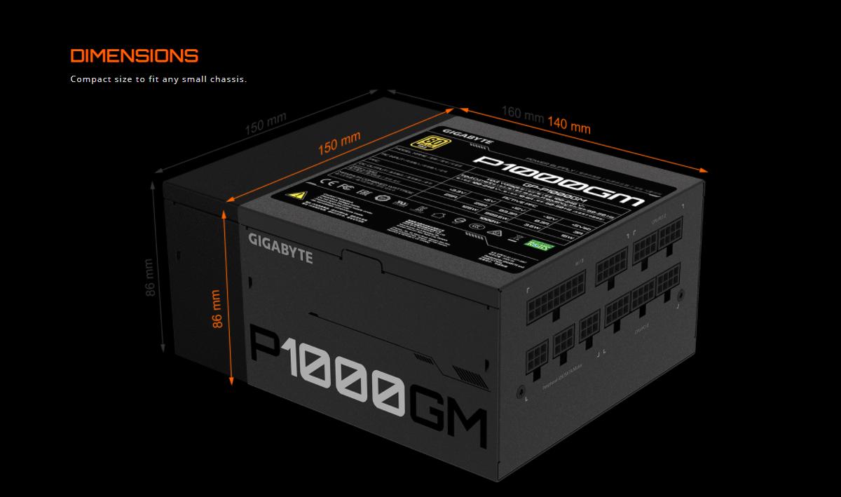 Nguồn Gigabyte GP- P1000GM 1000W (80 Plus Gold/Full Modular/Màu Đen) giới thiệu 6